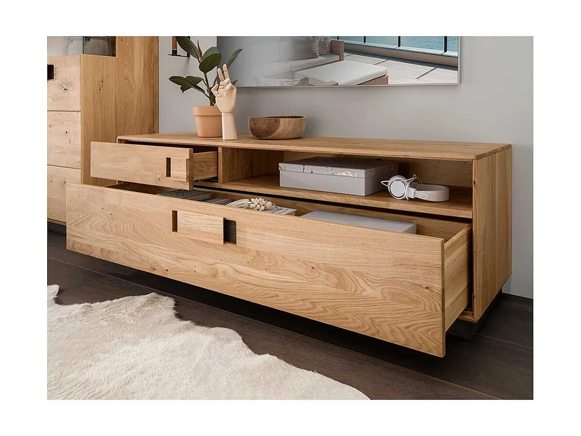 Massives TV Lowboard aus Wildeiche und Eiche 155 cm breit