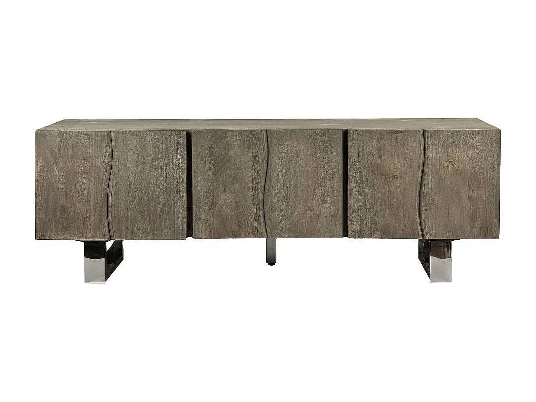 TV Sideboard Lowboard aus Massivholz in Grau