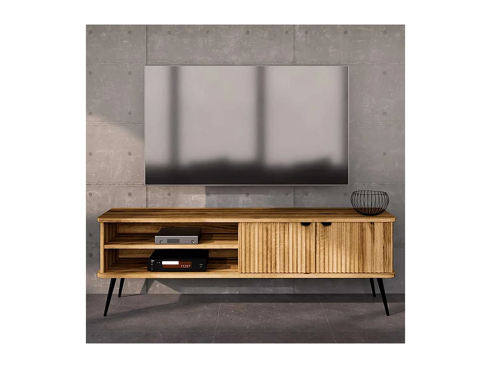 TV Sideboard Wildeiche geölt 180 cm breit Metallgriffen