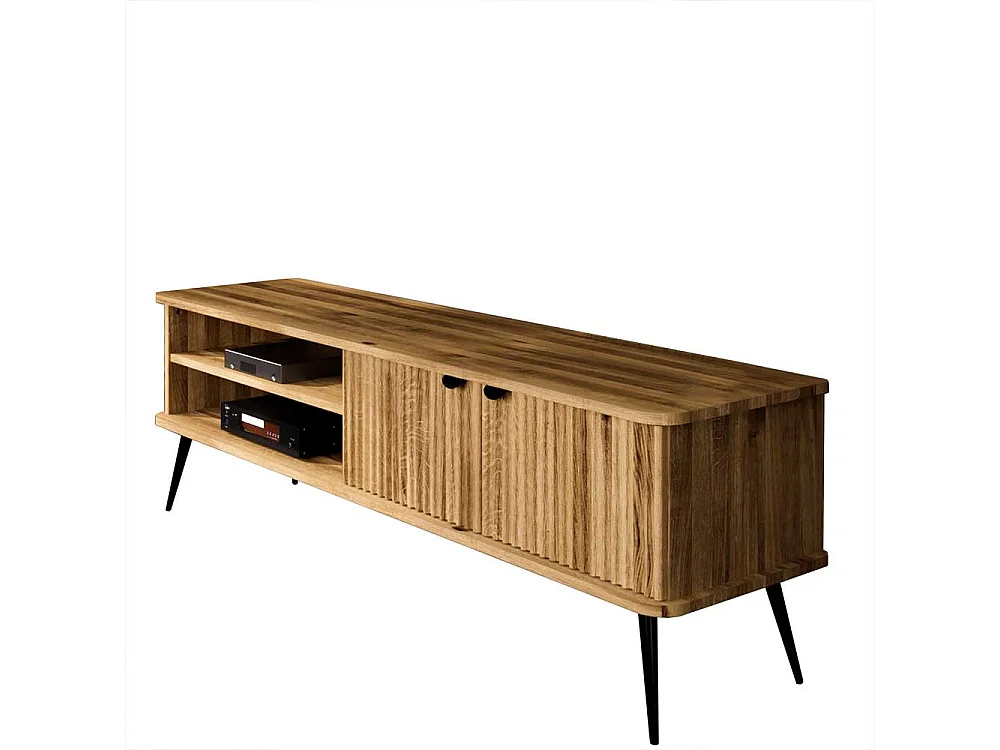 TV Sideboard Wildeiche geölt 180 cm breit Metallgriffen