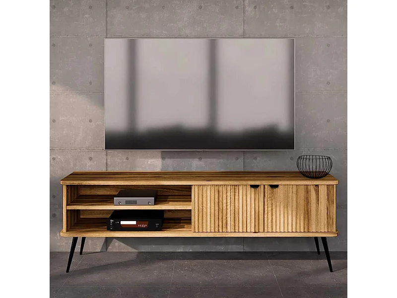 TV Sideboard Wildeiche geölt 180 cm breit Metallgriffen