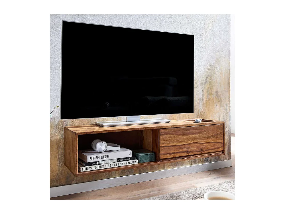 Massives TV Lowboard in Sheeshamfarben eine Schublade und ein Gerätefach