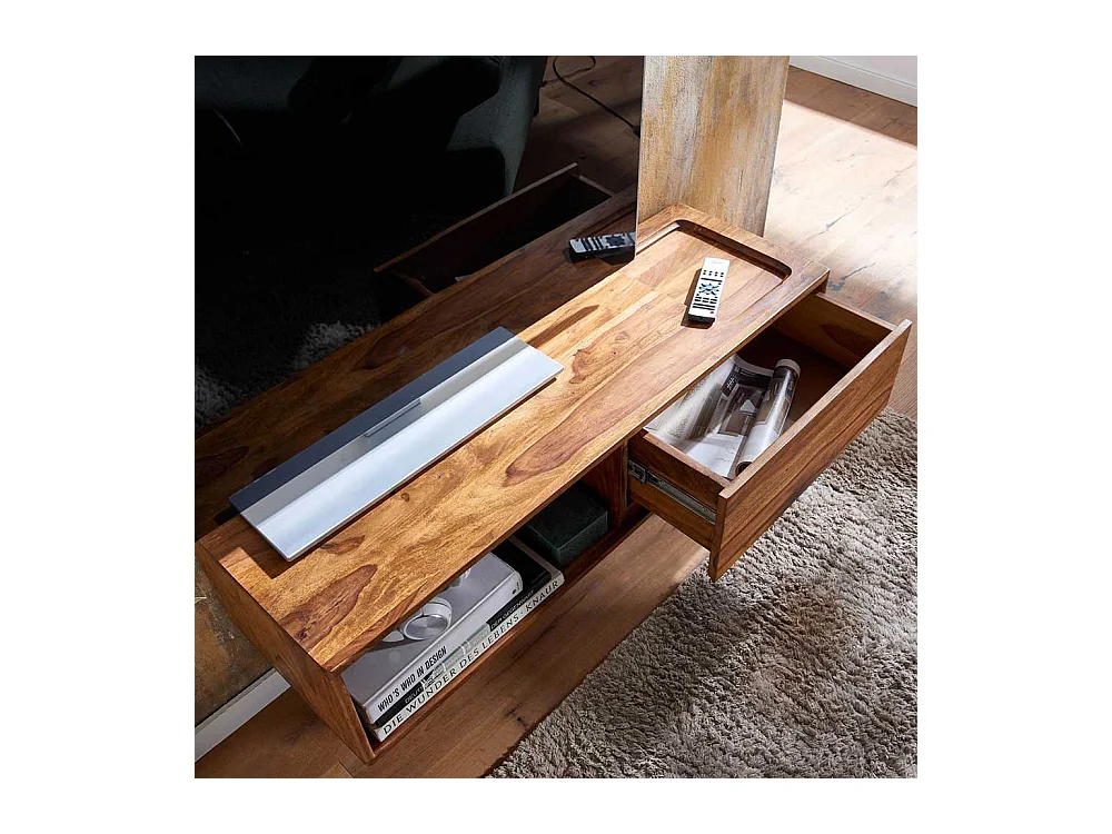 Massives TV Lowboard in Sheeshamfarben eine Schublade und ein Gerätefach