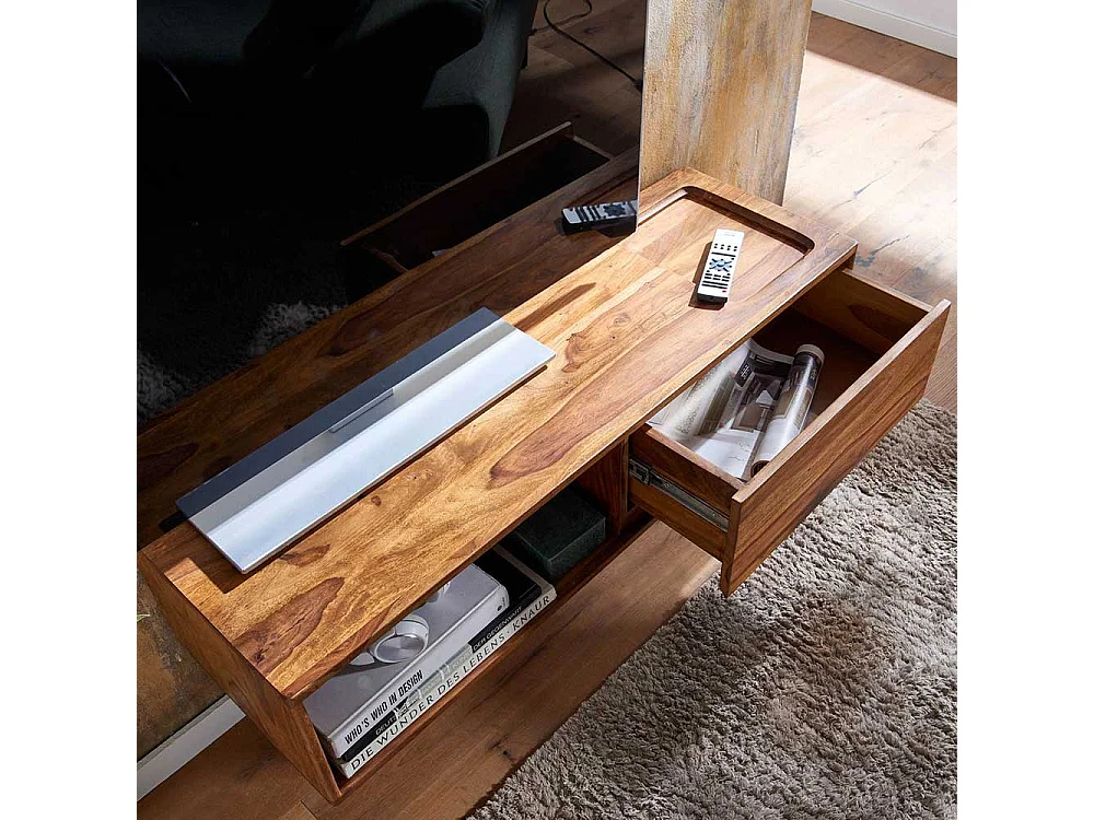 Massives TV Lowboard in Sheeshamfarben eine Schublade und ein Gerätefach