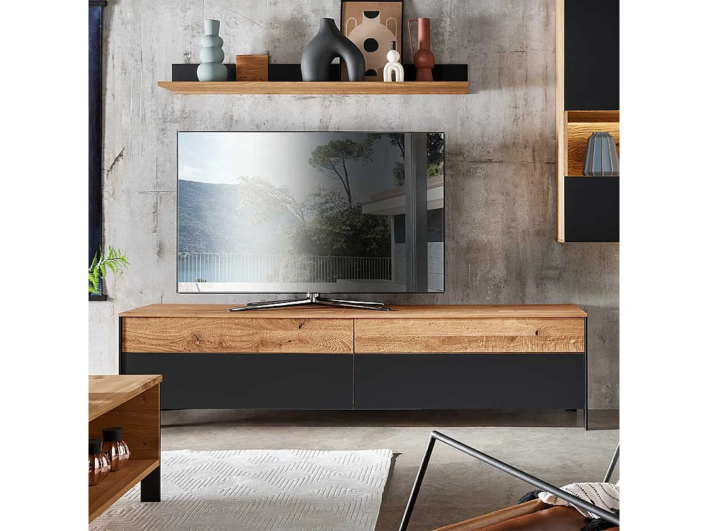 Phonomöbel aus Wildeiche Massivholz Push to open Funktion