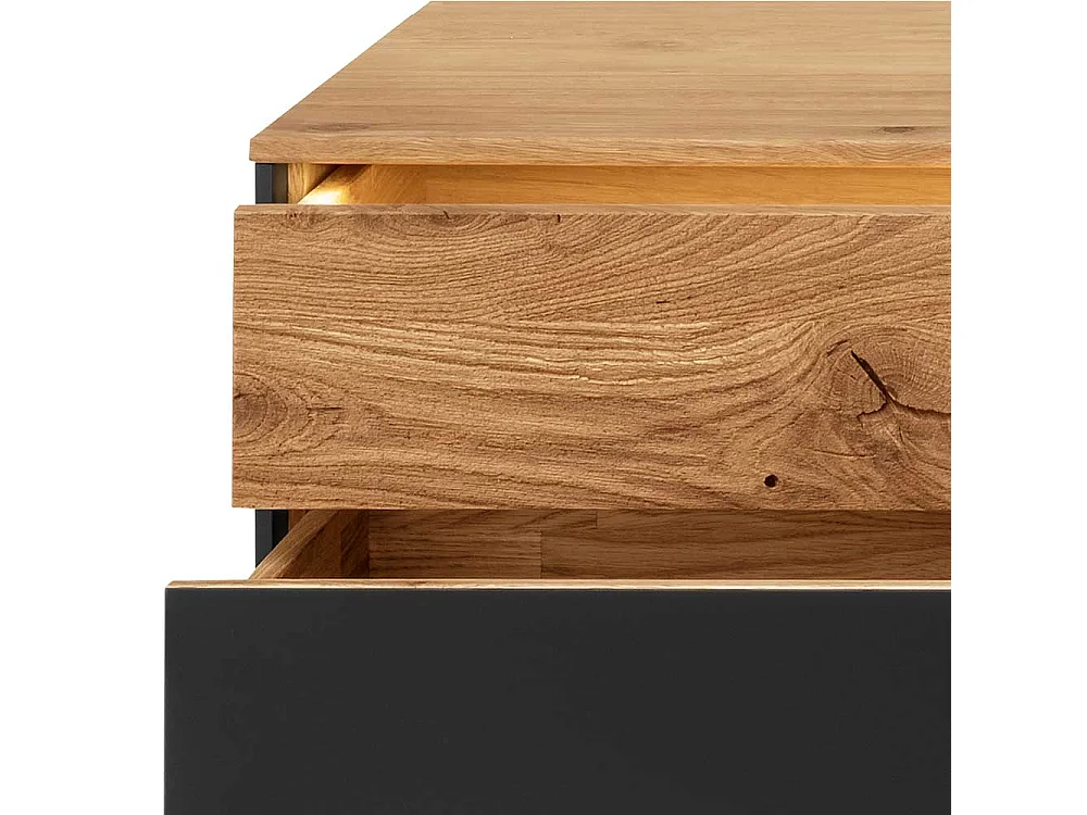 Phonomöbel aus Wildeiche Massivholz Push to open Funktion