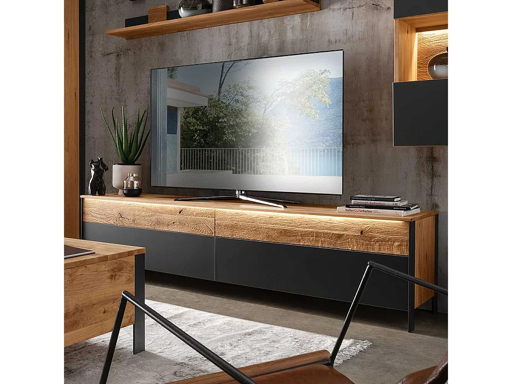 Phonomöbel aus Wildeiche Massivholz Push to open Funktion