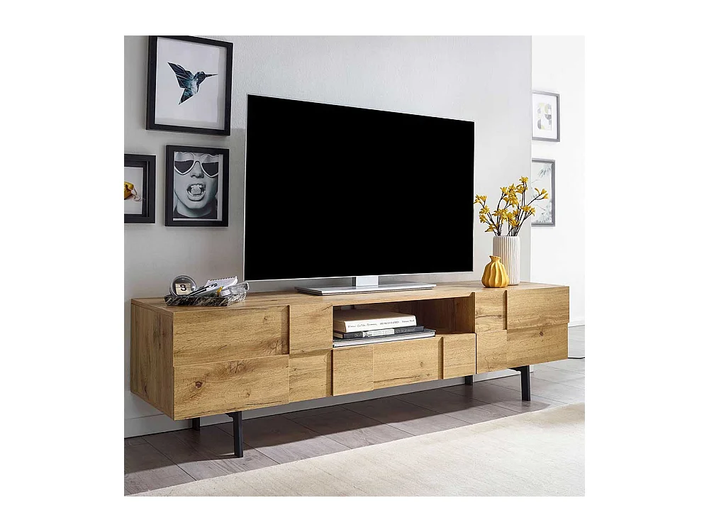 TV Unterschrank in Eichefarben und Schwarz 160 cm breit