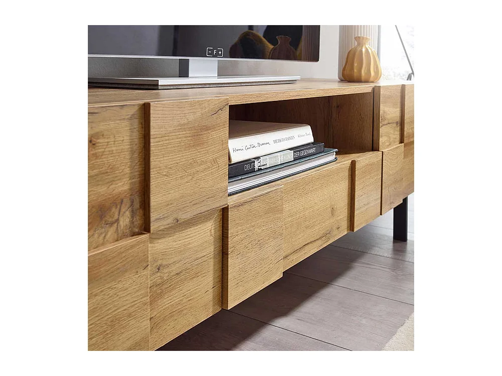 TV Unterschrank in Eichefarben und Schwarz 160 cm breit