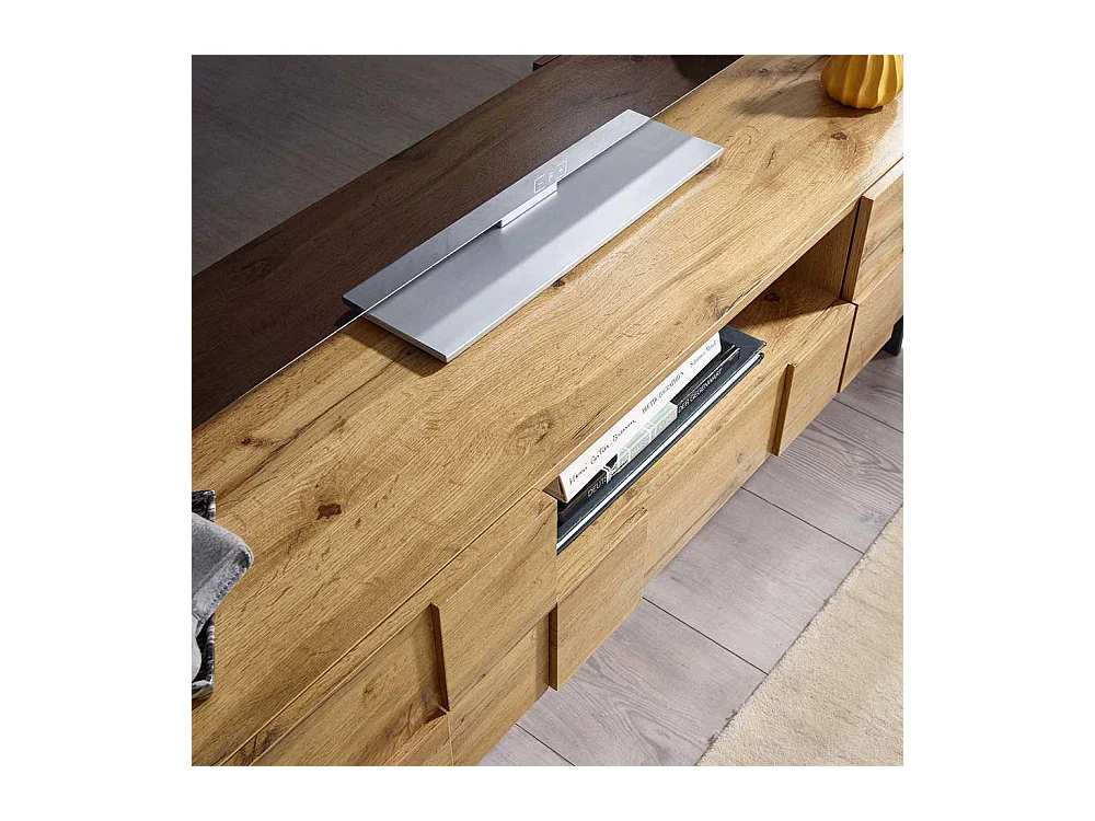 TV Unterschrank in Eichefarben und Schwarz 160 cm breit