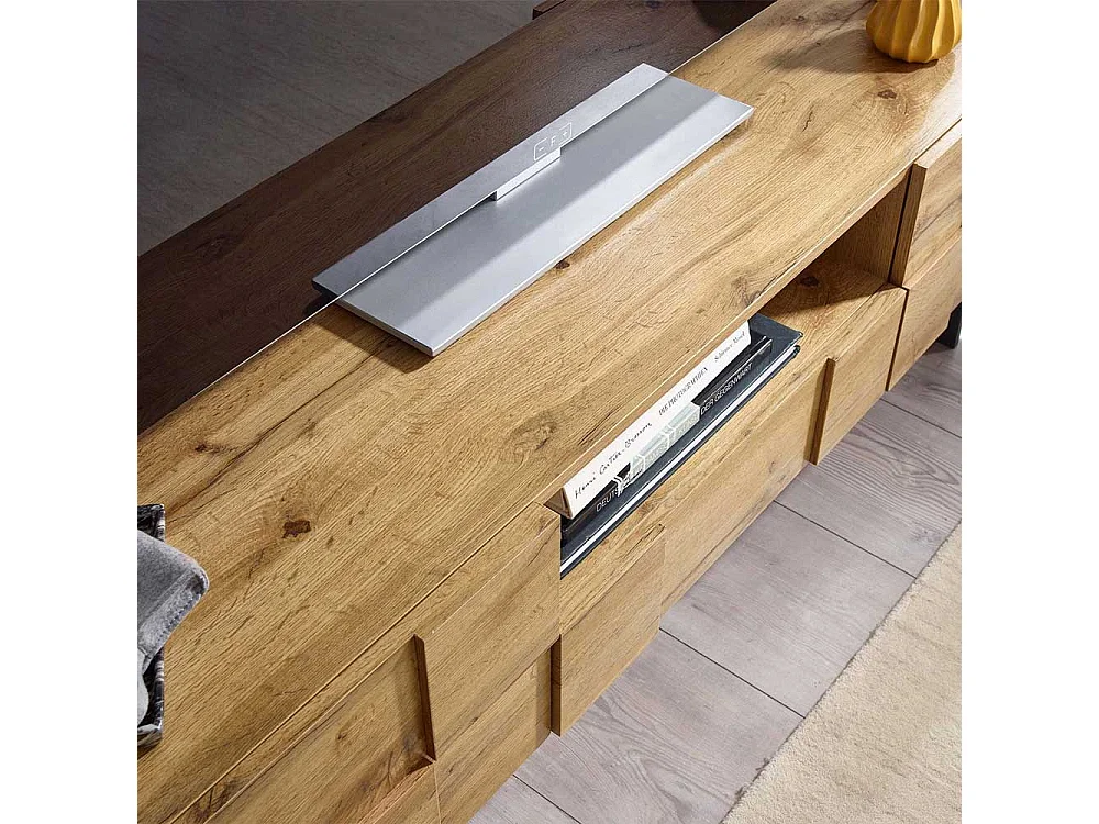 TV Unterschrank in Eichefarben und Schwarz 160 cm breit