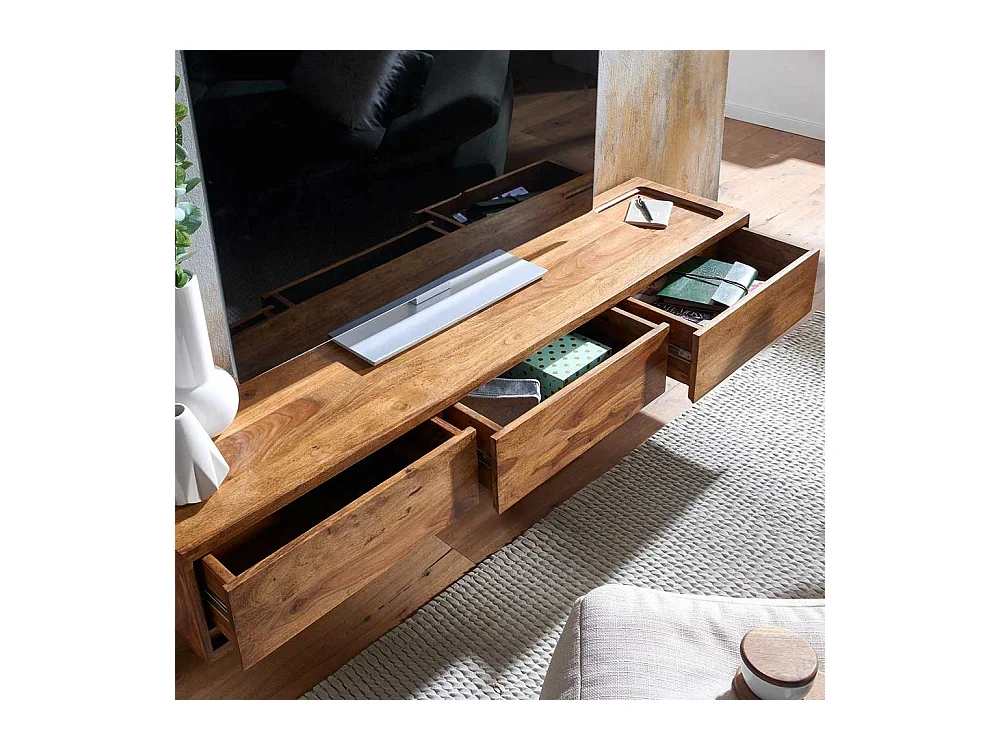 Hängendes Lowboard aus Sheesham Massivholz 160 cm breit