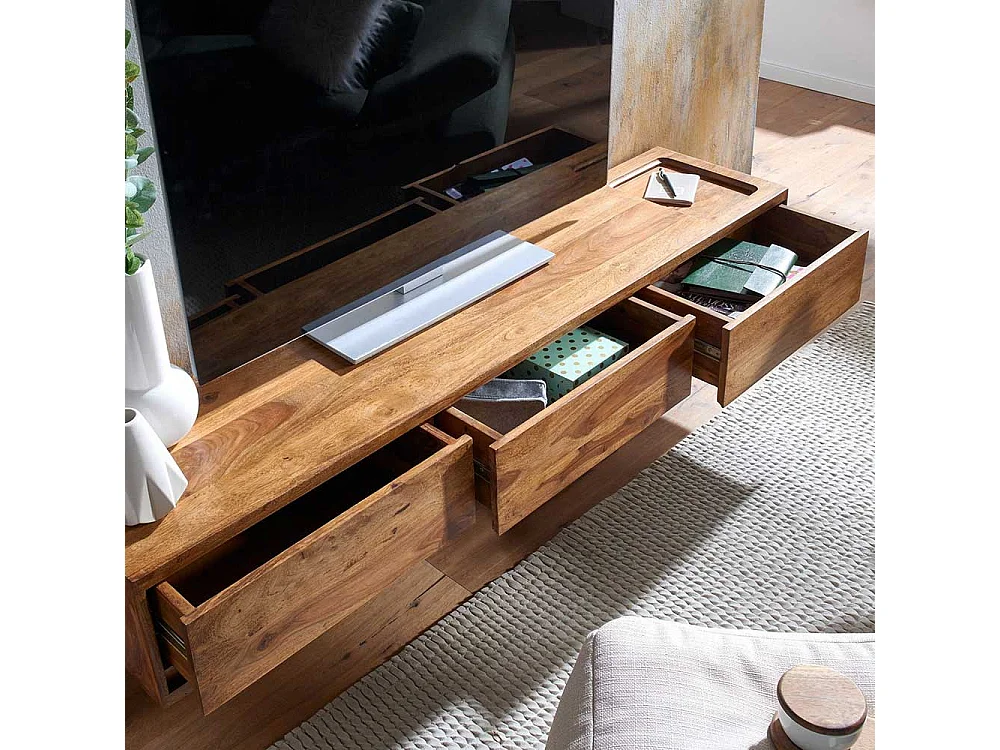 Hängendes Lowboard aus Sheesham Massivholz 160 cm breit