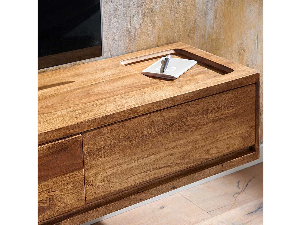 Hängendes Lowboard aus Sheesham Massivholz 160 cm breit