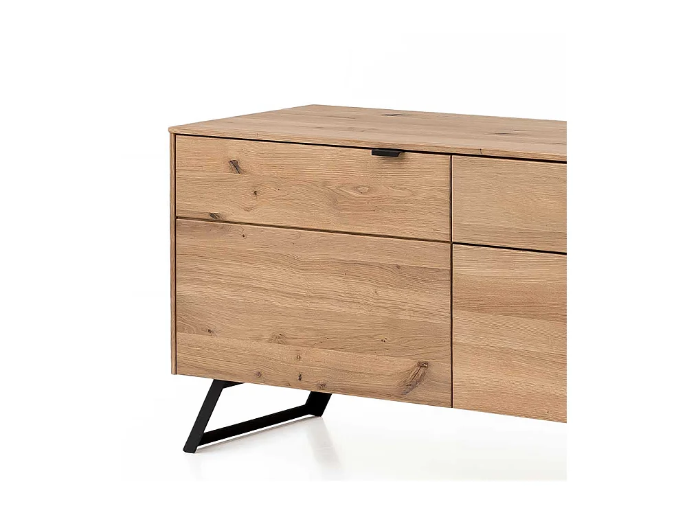 TV Schrank aus Wildeiche Massivholz und Metall 65 cm hoch