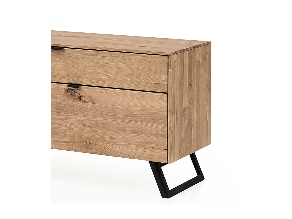 TV Schrank aus Wildeiche Massivholz und Metall 65 cm hoch