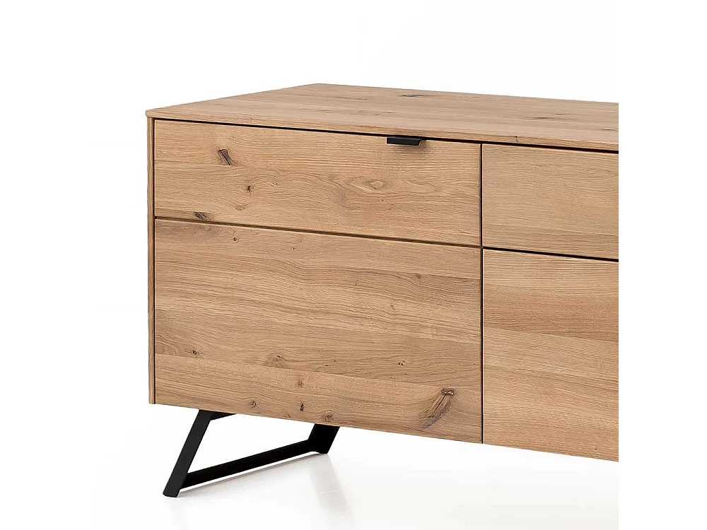TV Schrank aus Wildeiche Massivholz und Metall 65 cm hoch