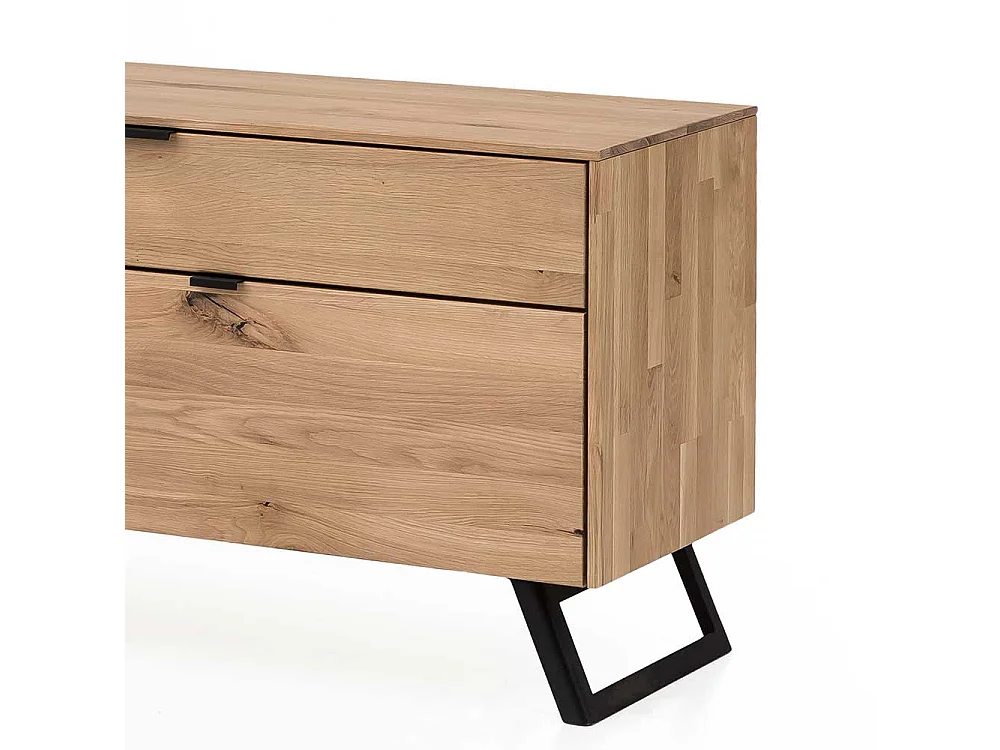 TV Schrank aus Wildeiche Massivholz und Metall 65 cm hoch