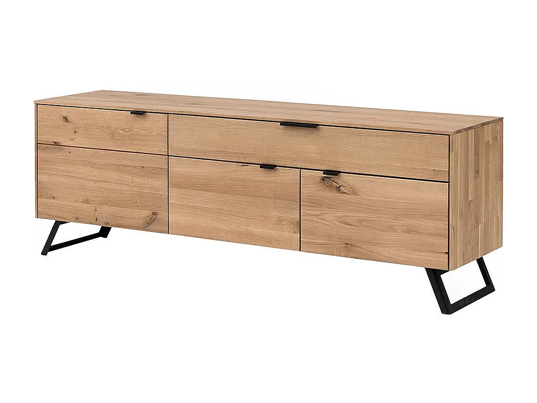TV Schrank aus Wildeiche Massivholz und Metall 65 cm hoch