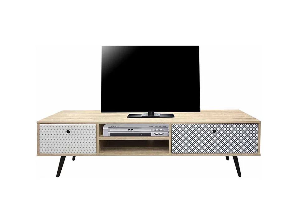 TV Unterschrank im Retro Design Bunt gemustert