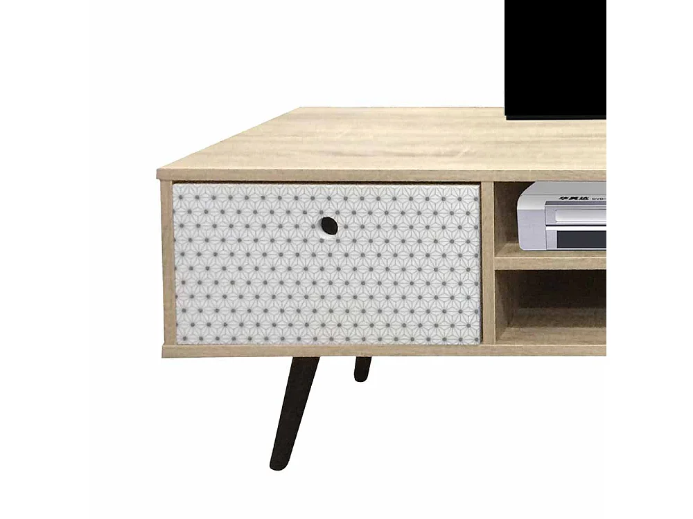 TV Unterschrank im Retro Design Bunt gemustert
