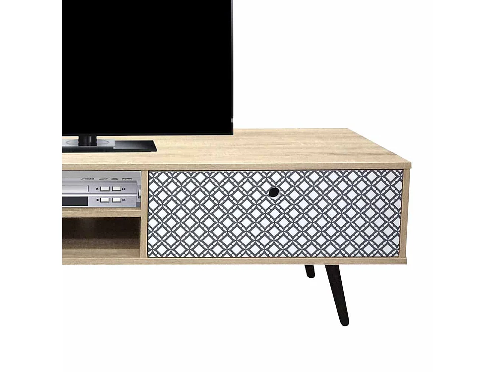 TV Unterschrank im Retro Design Bunt gemustert