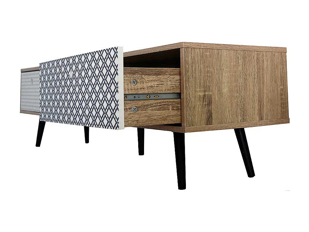 TV Unterschrank im Retro Design Bunt gemustert