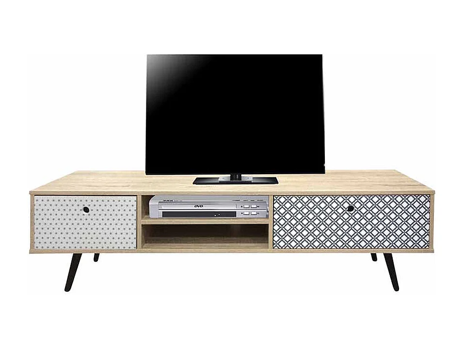 TV Unterschrank im Retro Design Bunt gemustert