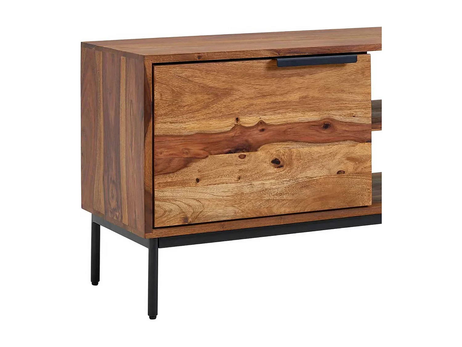 Unterschrank Fernseher aus Sheesham Massivholz Metall