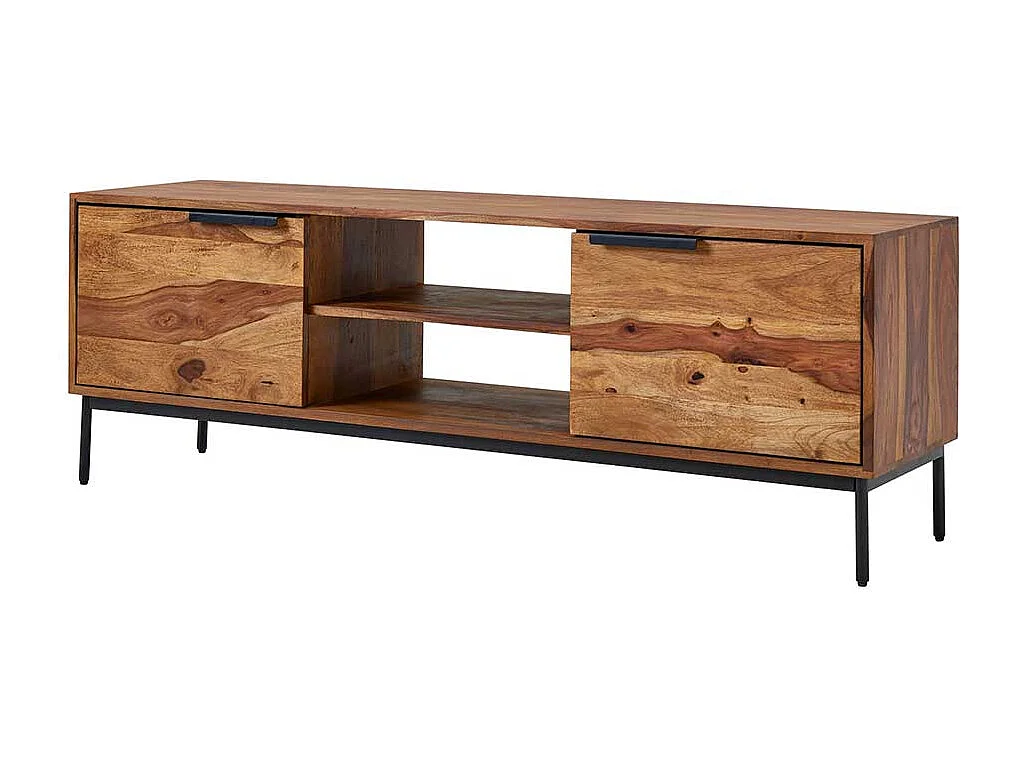 Unterschrank Fernseher aus Sheesham Massivholz Metall