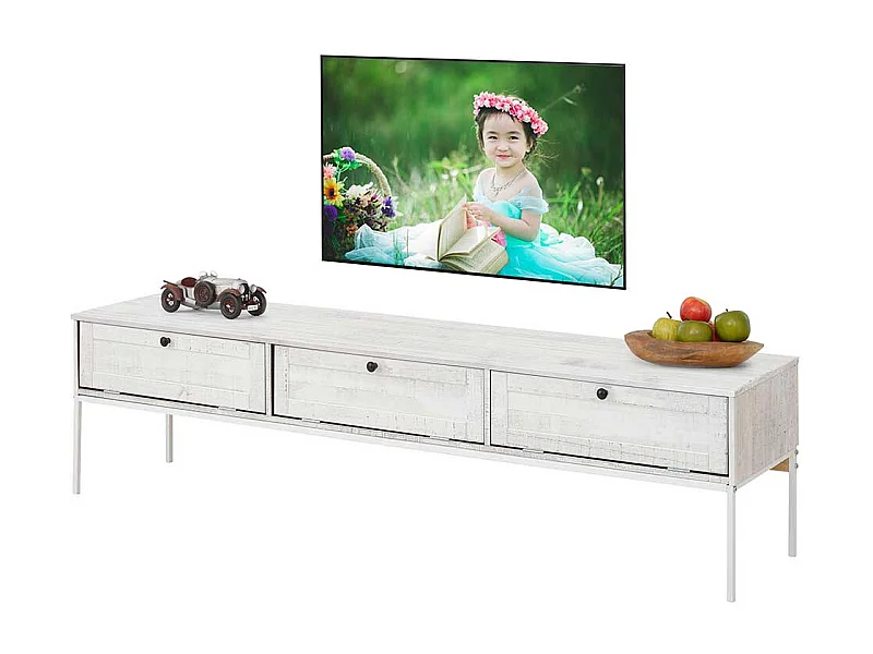 Lowboard in Creme Weiß massiv 175 cm breit