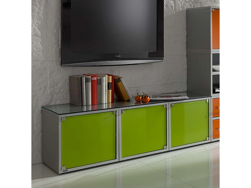 Design Lowboard in Grün Glas modern