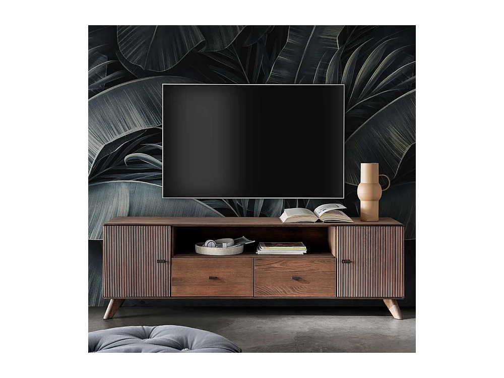 TV Element Kernbuche braun geölt 180 cm breit - 57 cm hoch