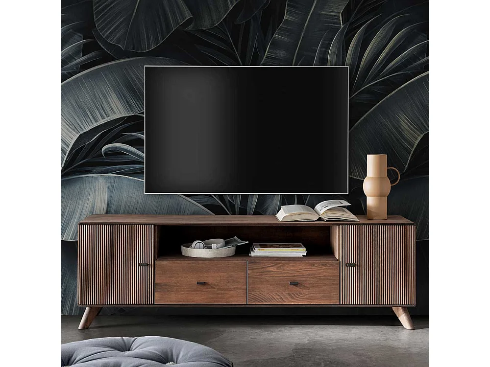 TV Element Kernbuche braun geölt 180 cm breit - 57 cm hoch