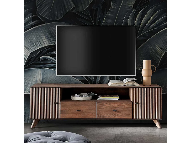 TV Element Kernbuche braun geölt 180 cm breit - 57 cm hoch