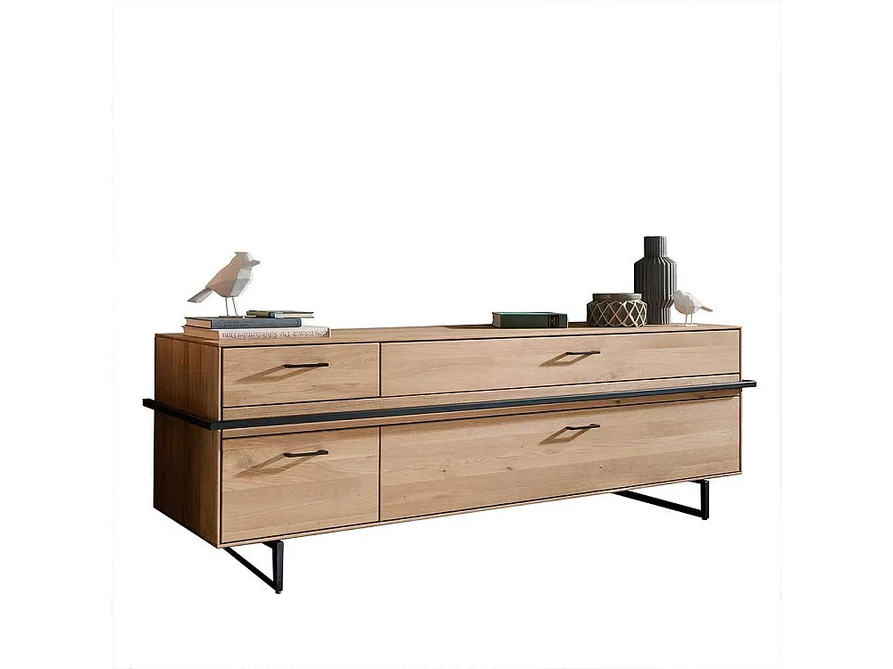 Lowboard Asteiche aus Massivholz vier Schubladen