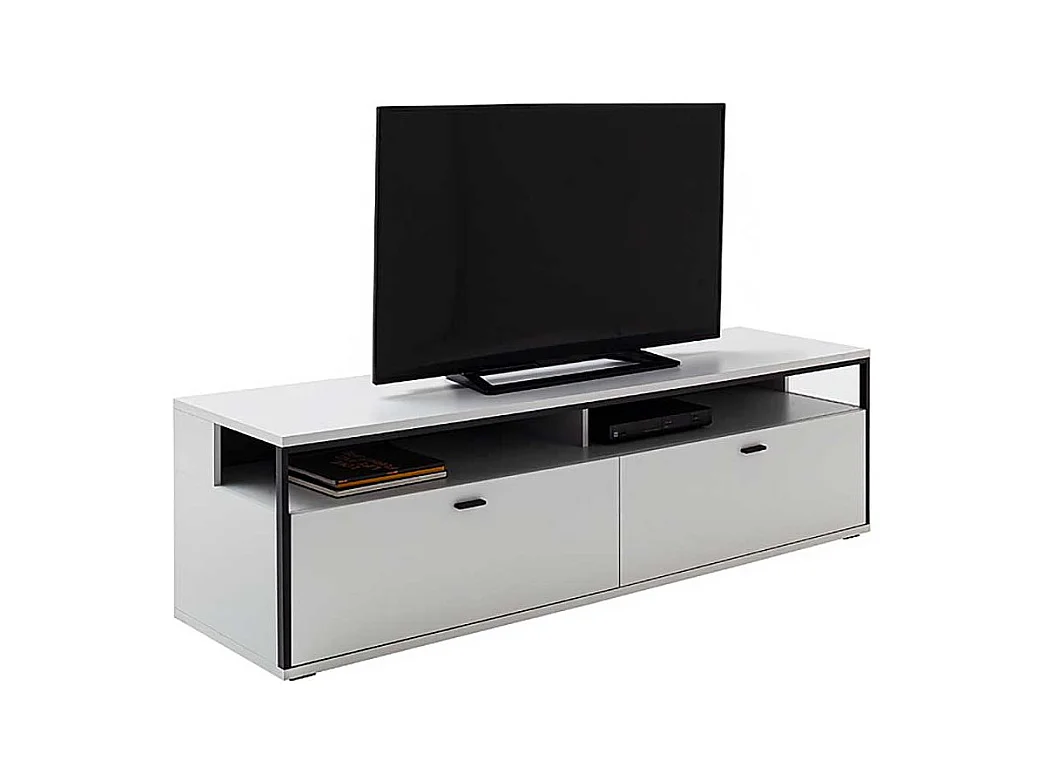 Flachstrecke Wohnzimmer in Weiß und Schwarzgrau zwei Schubladen