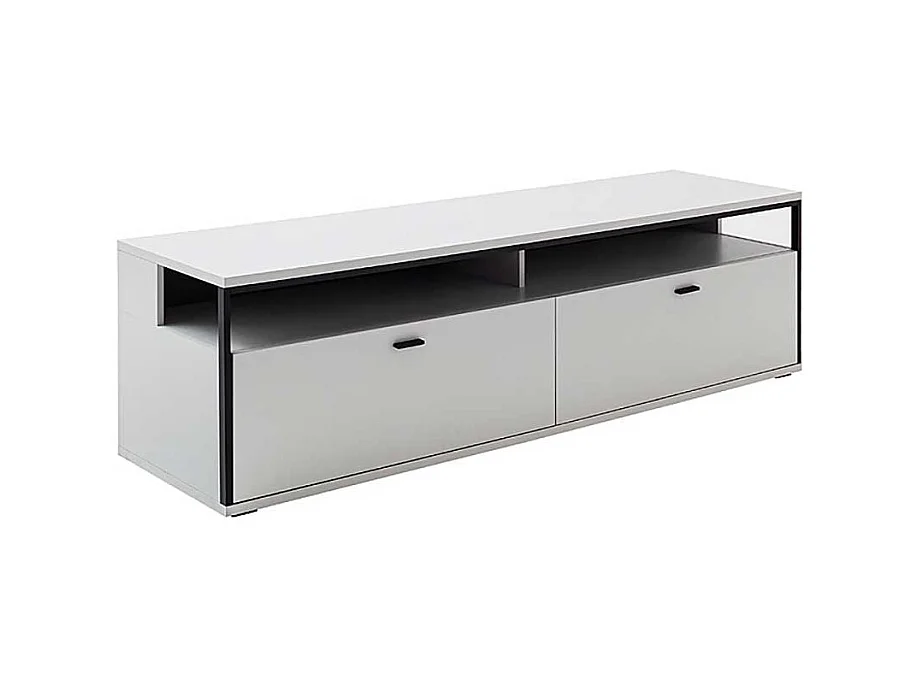 Flachstrecke Wohnzimmer in Weiß und Schwarzgrau zwei Schubladen