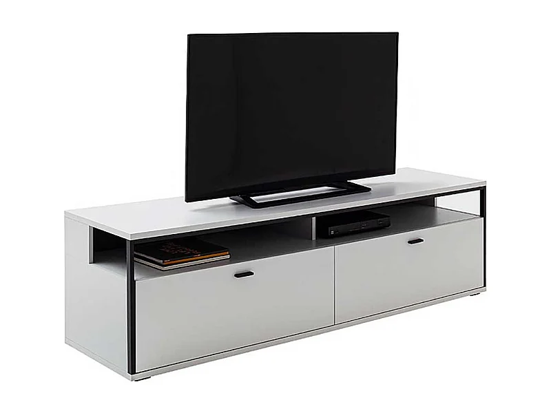 Flachstrecke Wohnzimmer in Weiß und Schwarzgrau zwei Schubladen