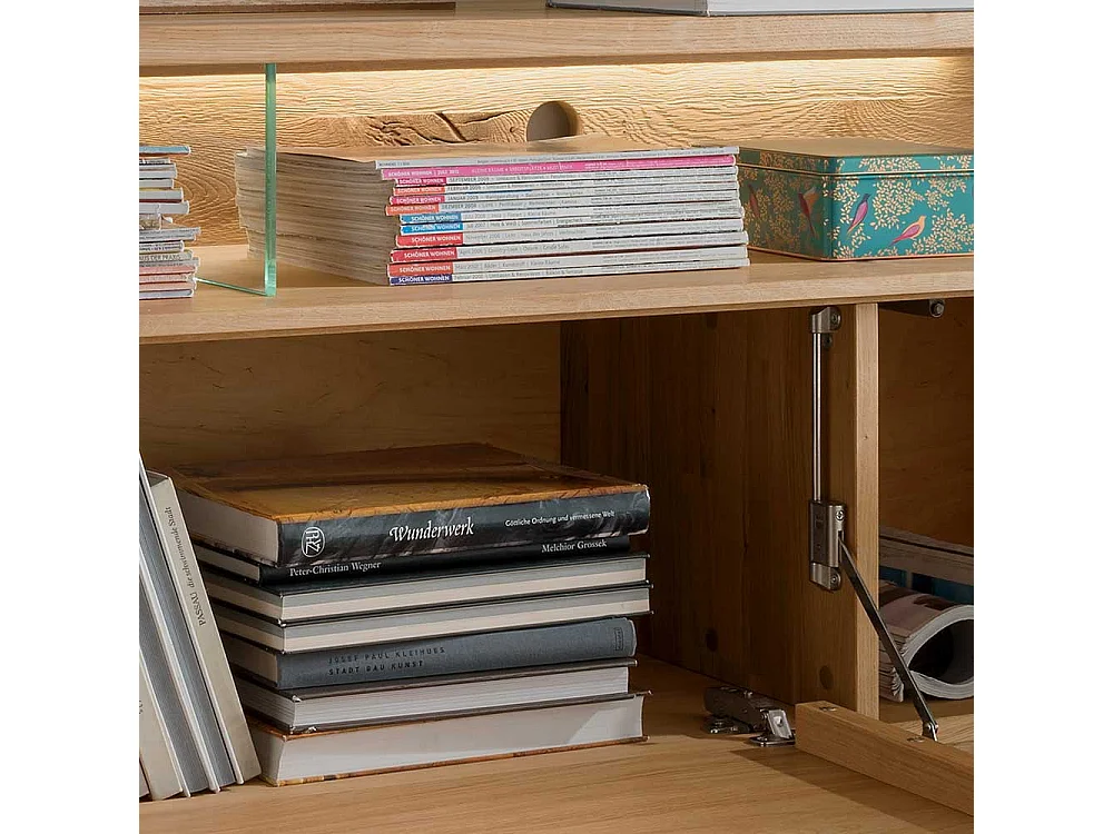 Wildeiche massiv Lowboard in modernem Design Klappe und Tür