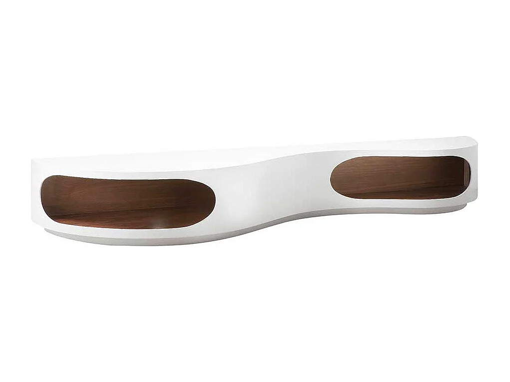 Fernseh Unterschrank in Hochglanz Weiß geschwungen geformt