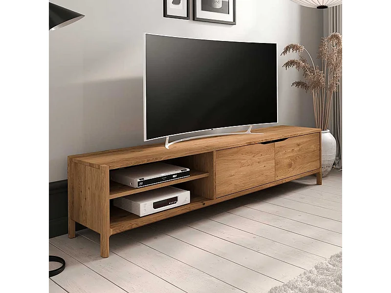 TV Lowboard Fernsehtisch mit Türen und offenen Fächern