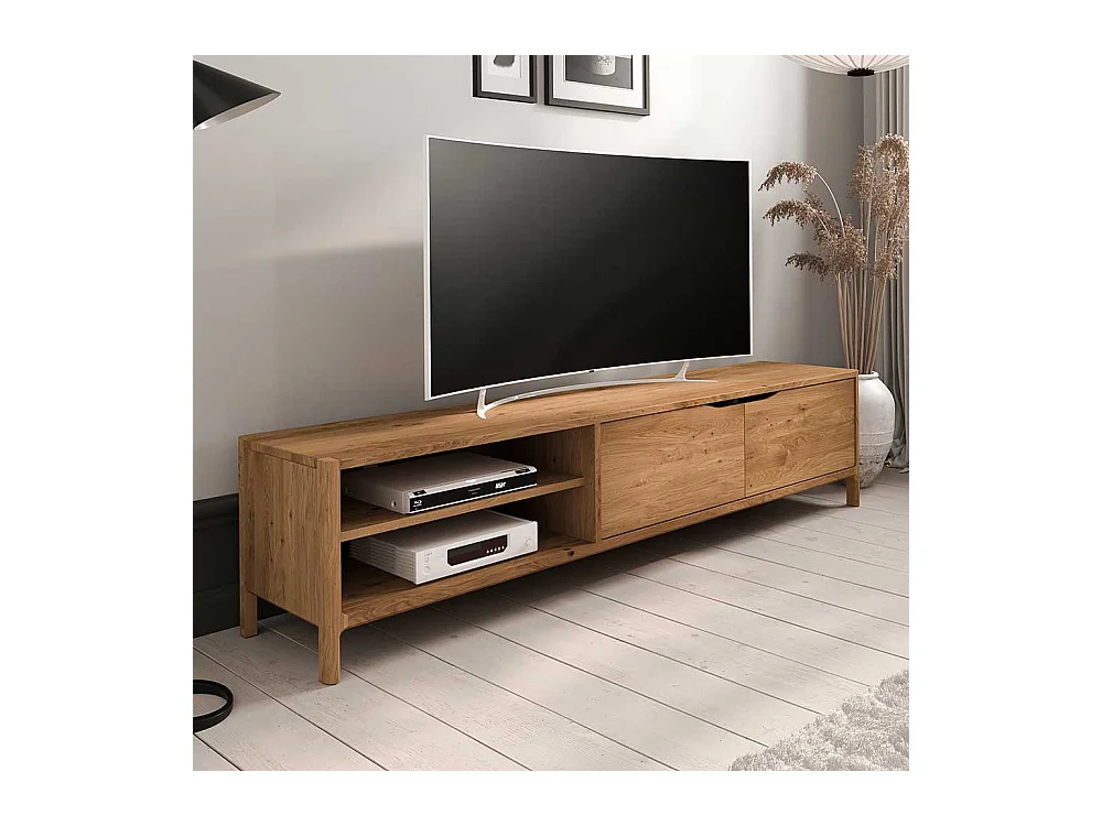 TV Lowboard Fernsehtisch mit Türen und offenen Fächern