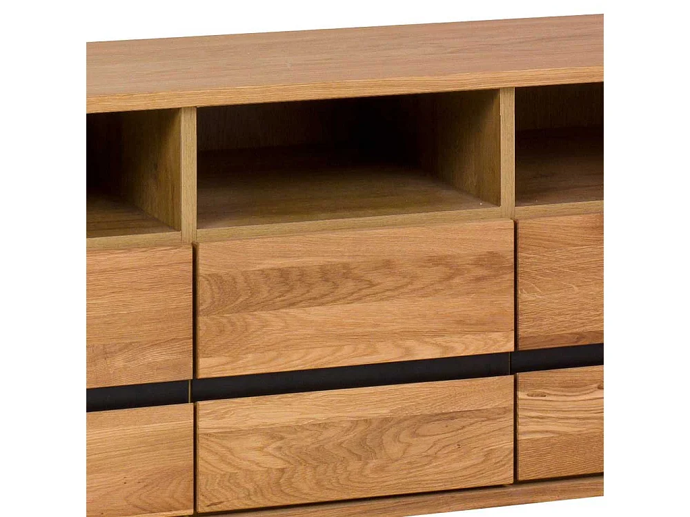 Fernsehboard in Eichefarben 3 Soft Close Schubladen