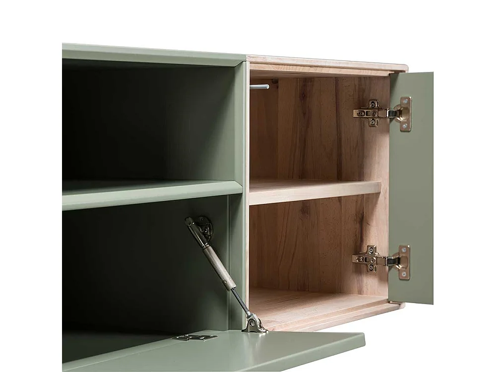 Fernseh Unterschrank in Beton Grau und Buche hell 260 cm breit