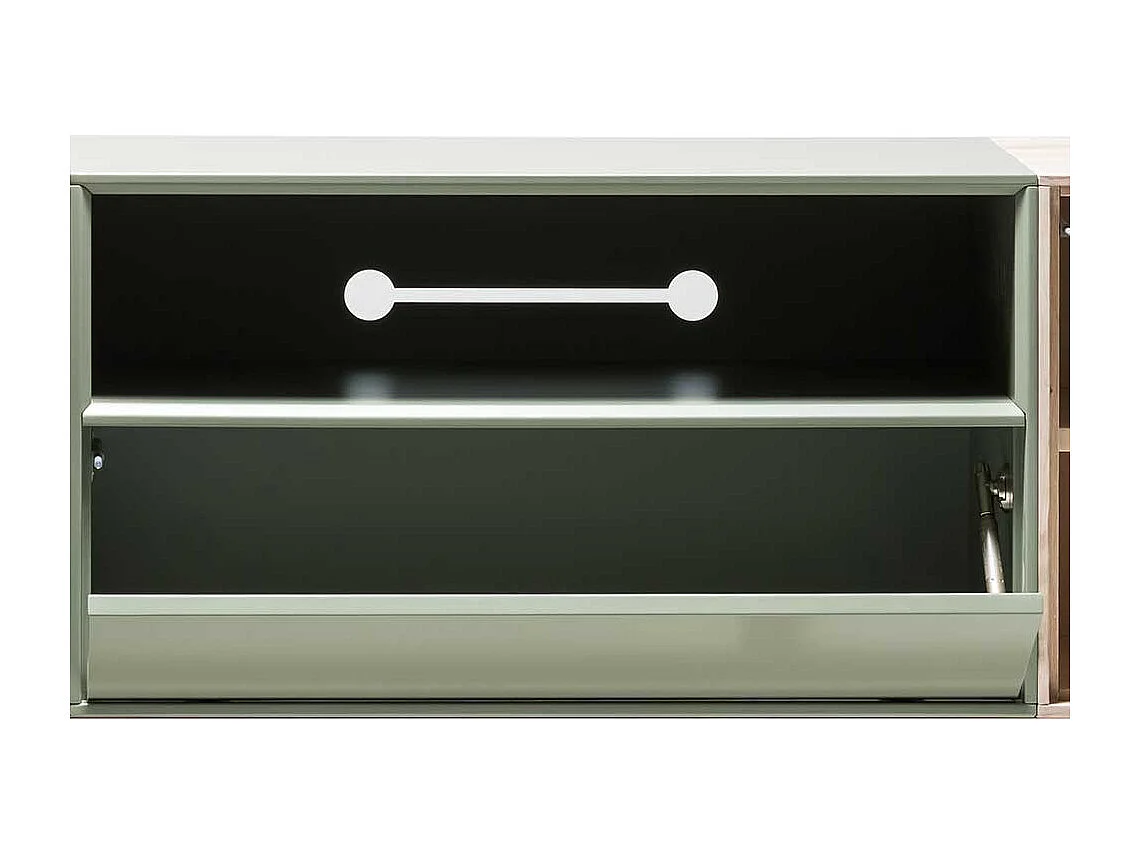 Fernseh Unterschrank in Beton Grau und Buche hell 260 cm breit