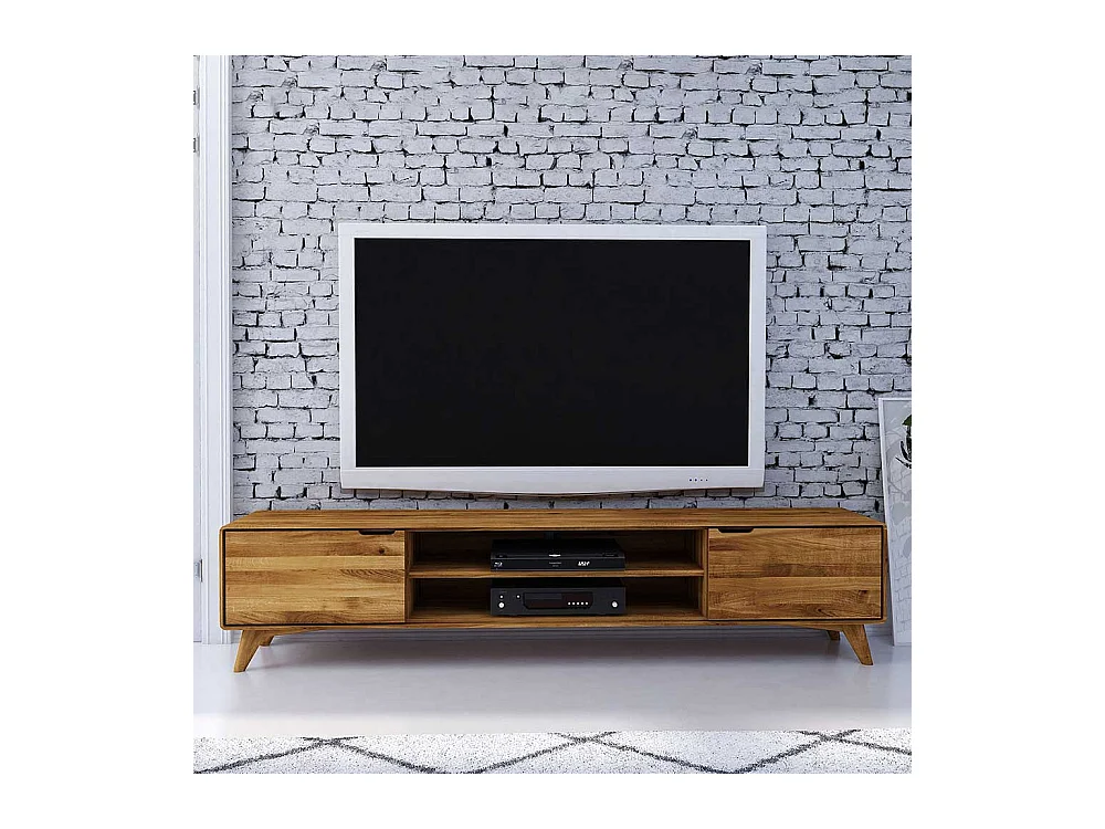 TV Lowboard aus Wildeiche Massivholz 220 cm breit