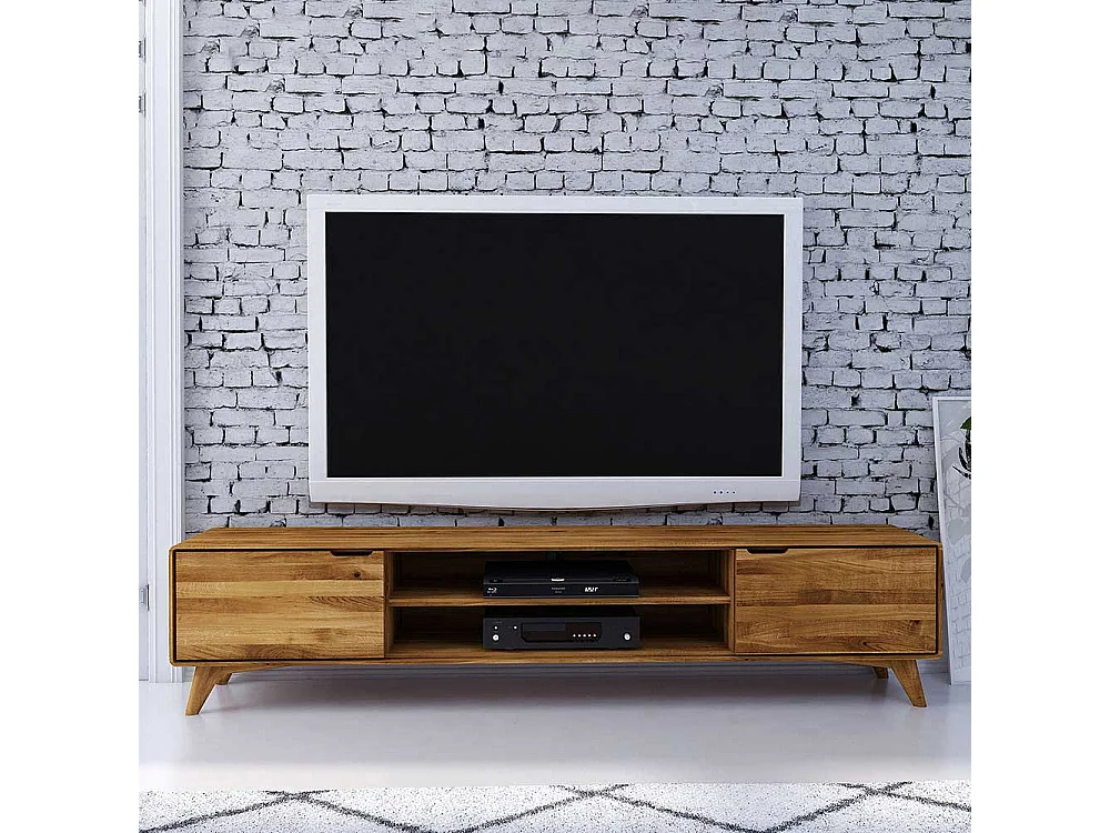 TV Lowboard aus Wildeiche Massivholz 220 cm breit