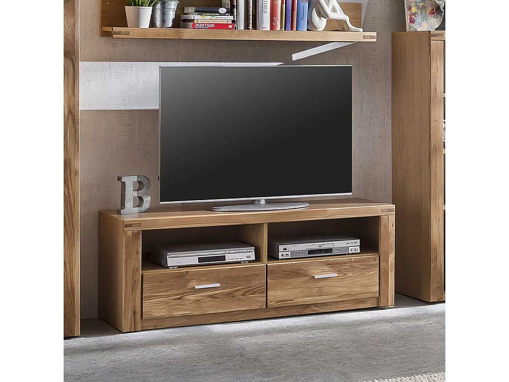 TV Lowboard aus Wildeiche teilmassiv zwei Schubladen