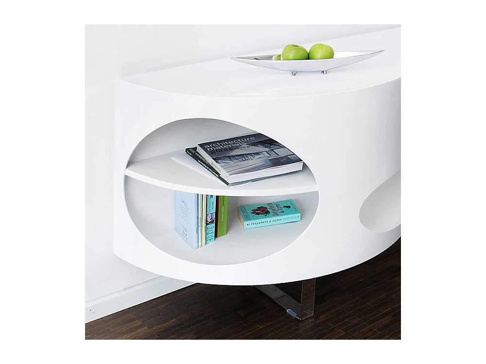 Stylische Anrichte in Hochglanz Weiß geschwungen geformt